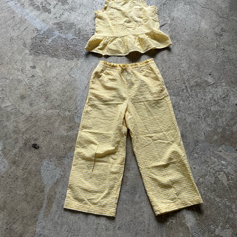 Polo by Ralph Lauren Yellow Girls' Seersucker Wide-Leg Pants